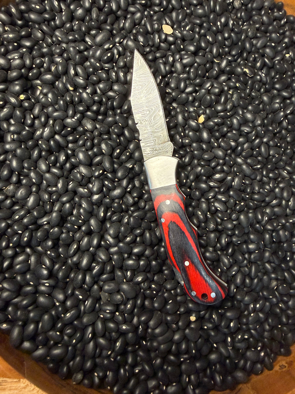 Handmade Pocket Knife- Red & Gray