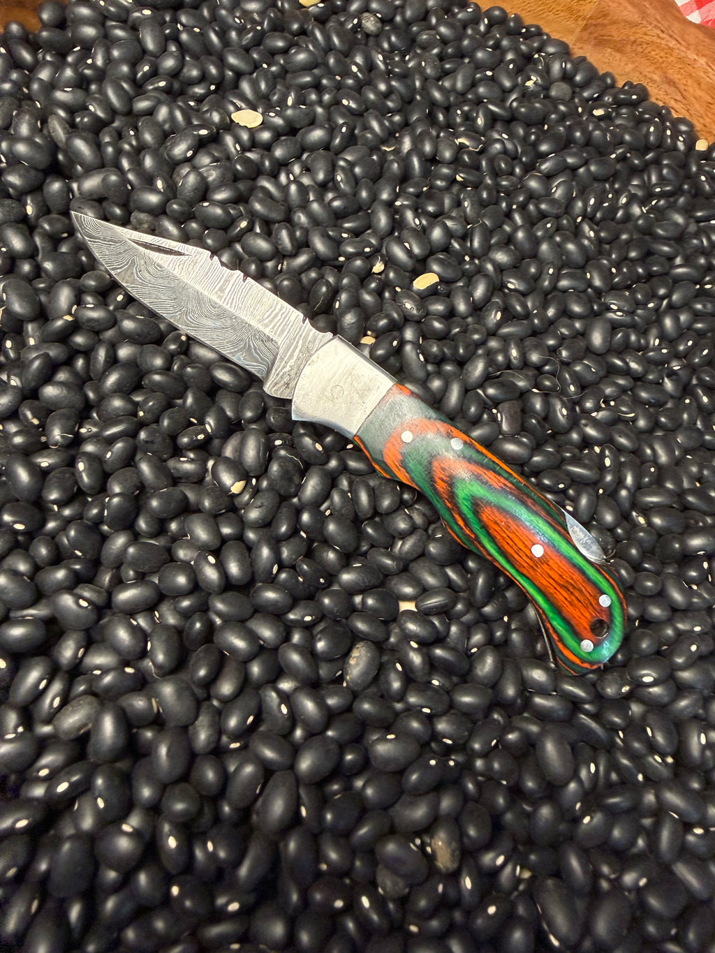 Handmade Pocket Knife- Orange & Green