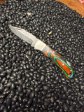 Handmade Pocket Knife- Orange & Green