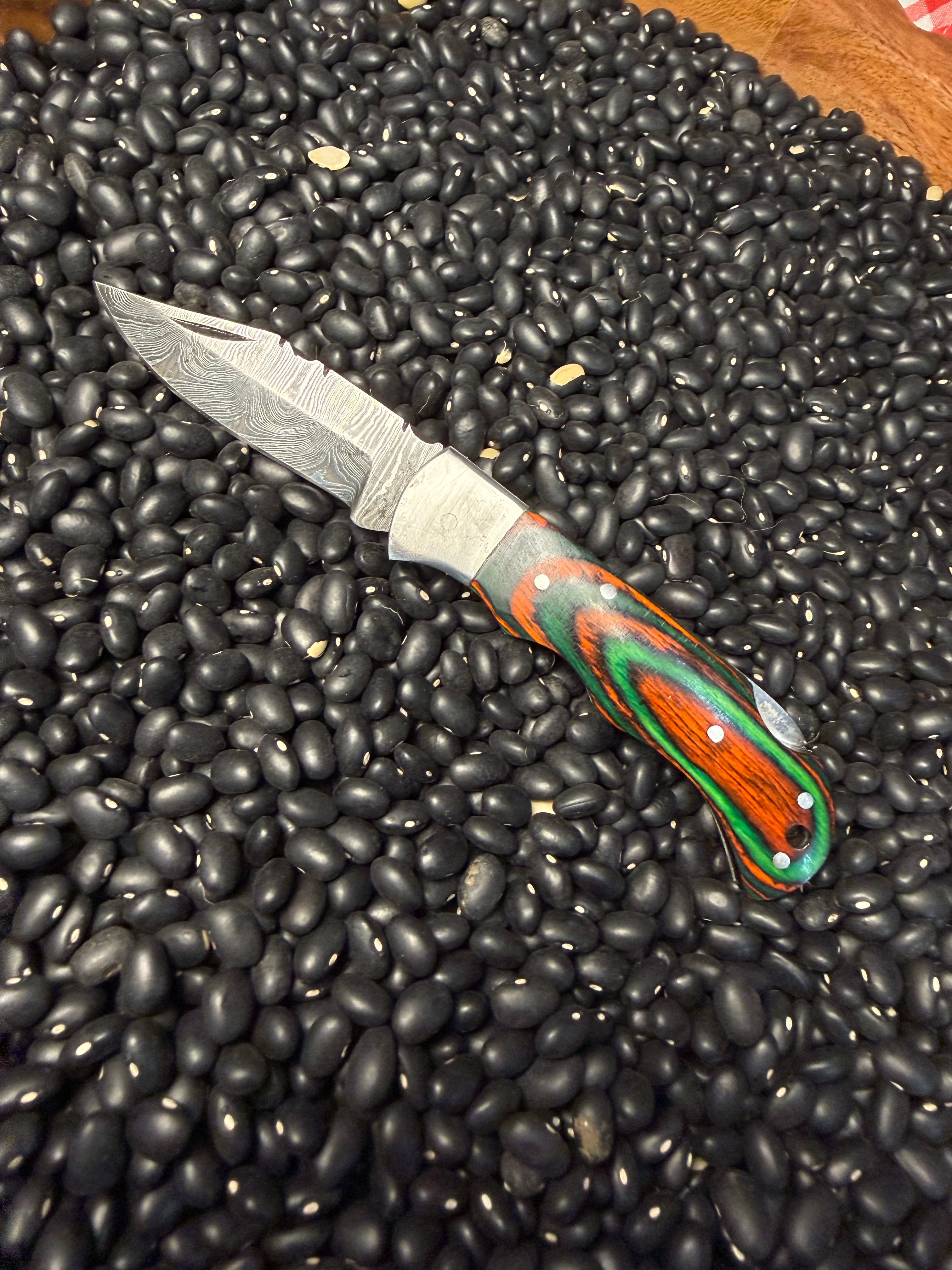 Handmade Pocket Knife- Orange & Green