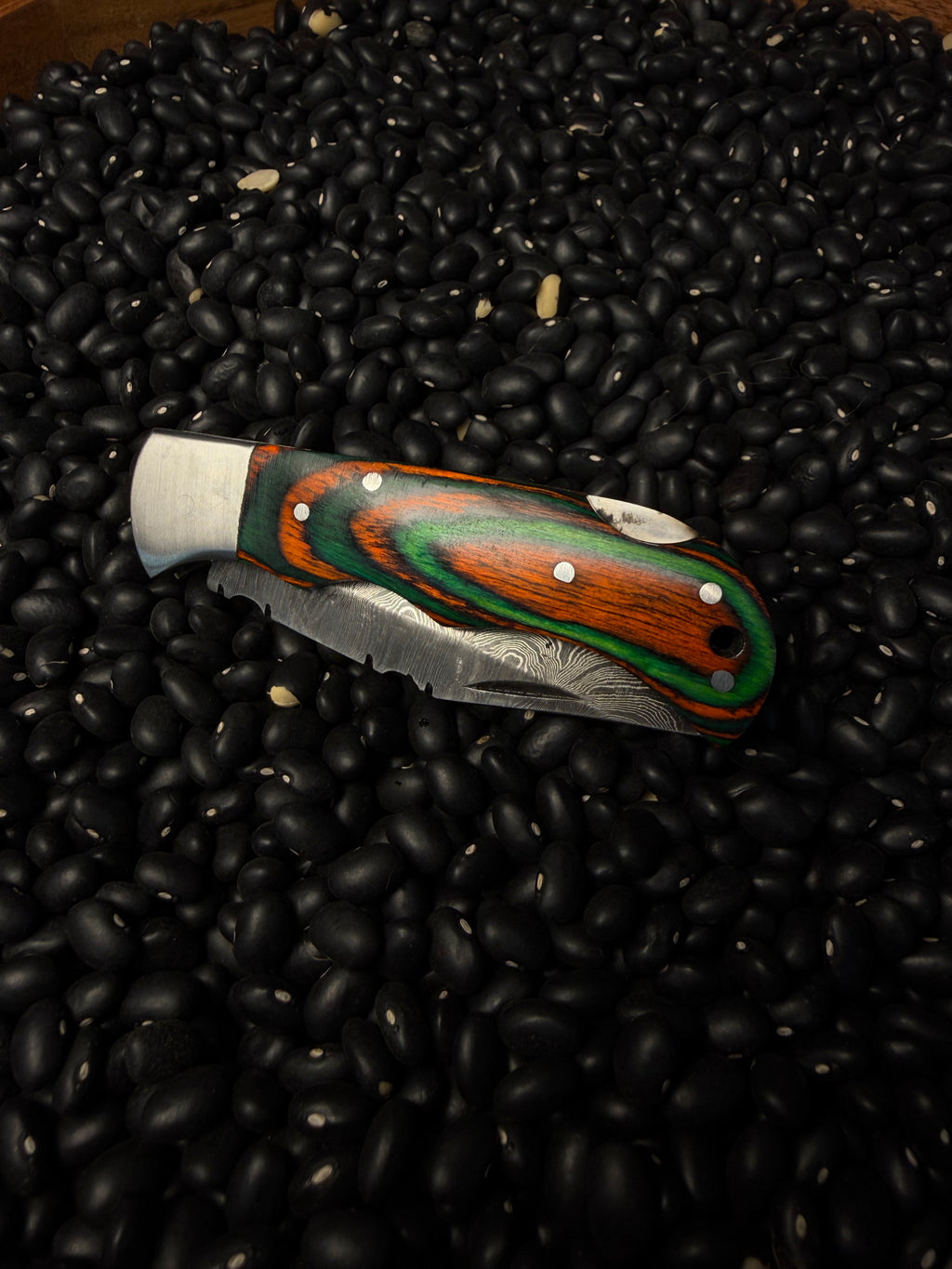 Handmade Pocket Knife- Orange & Green