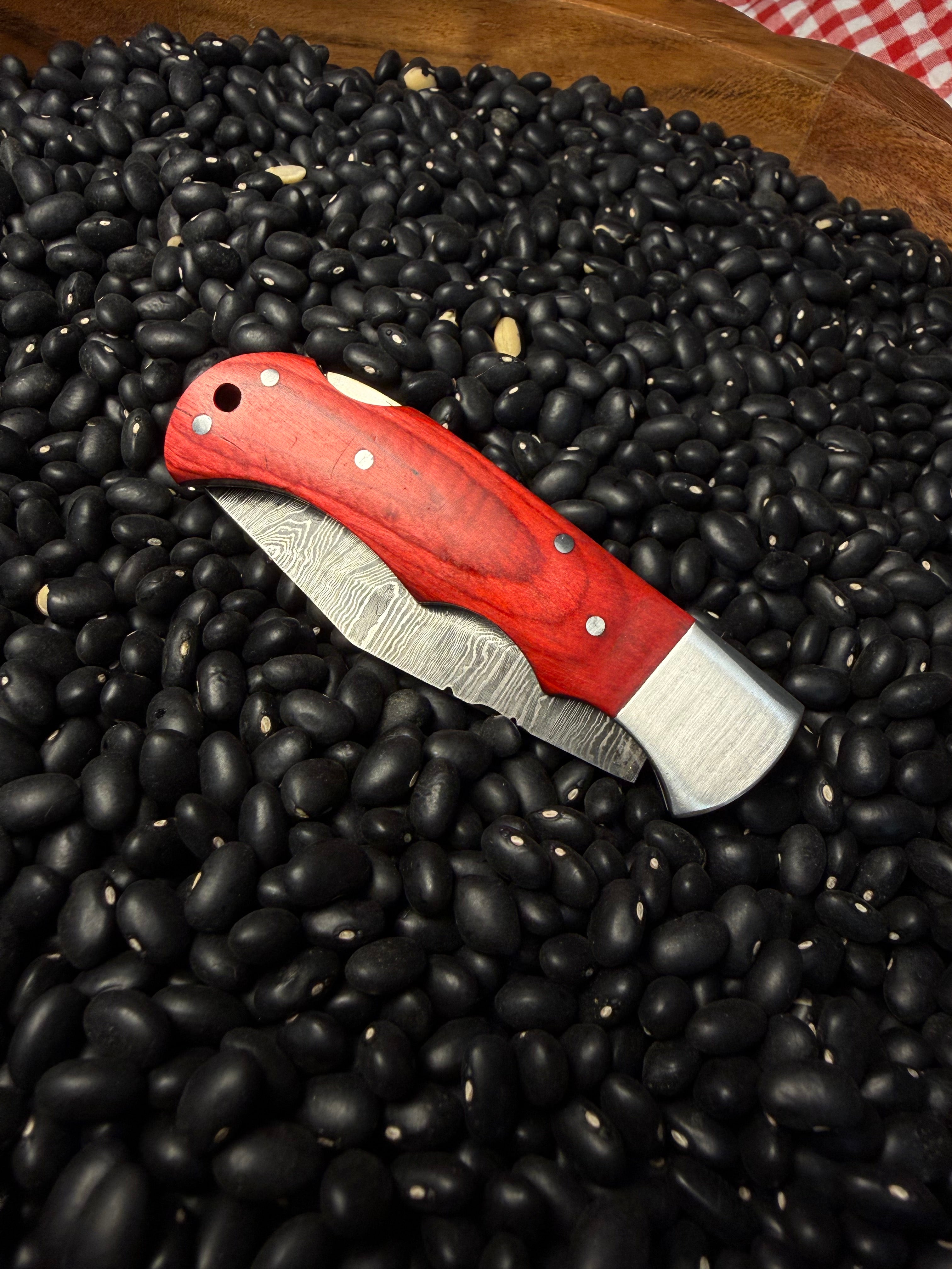 Handmade Pocket Knife- Red