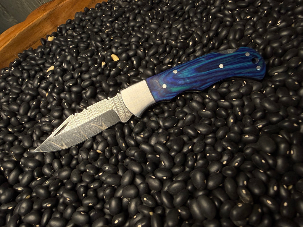 Handmade Pocket Knife- Blue & Teal