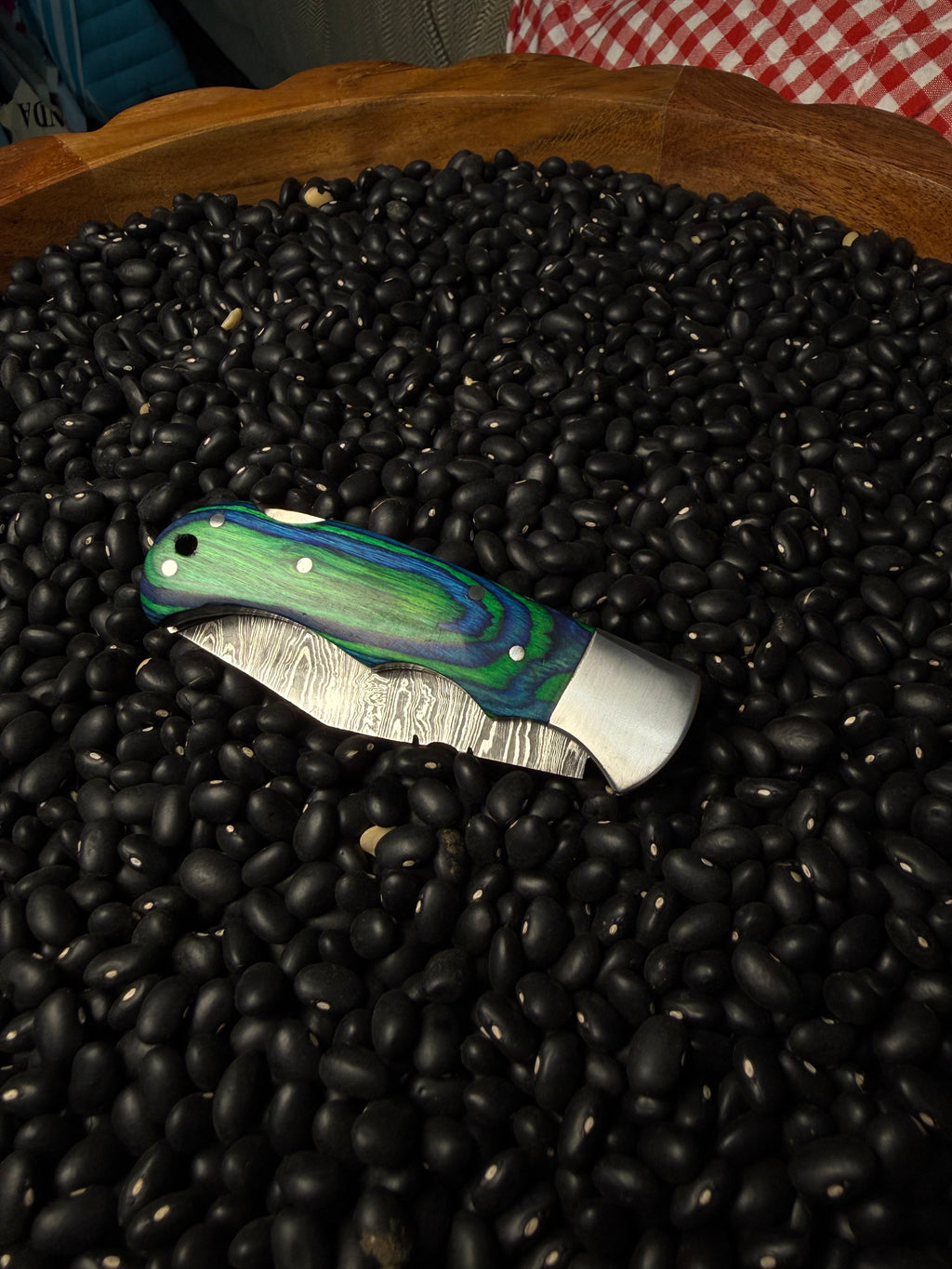 Handmade Pocket Knife- Blue & Green