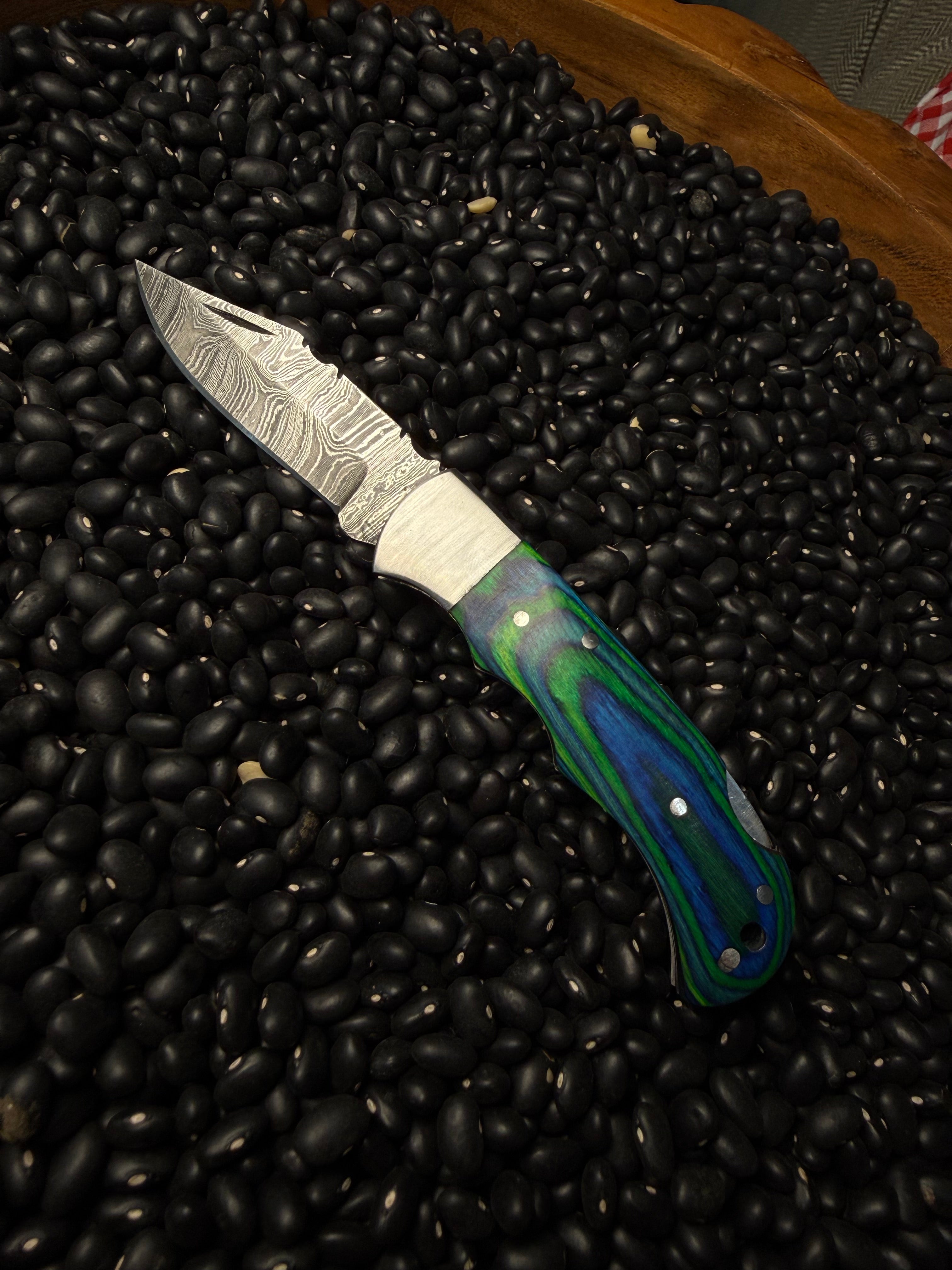Handmade Pocket Knife- Blue & Green