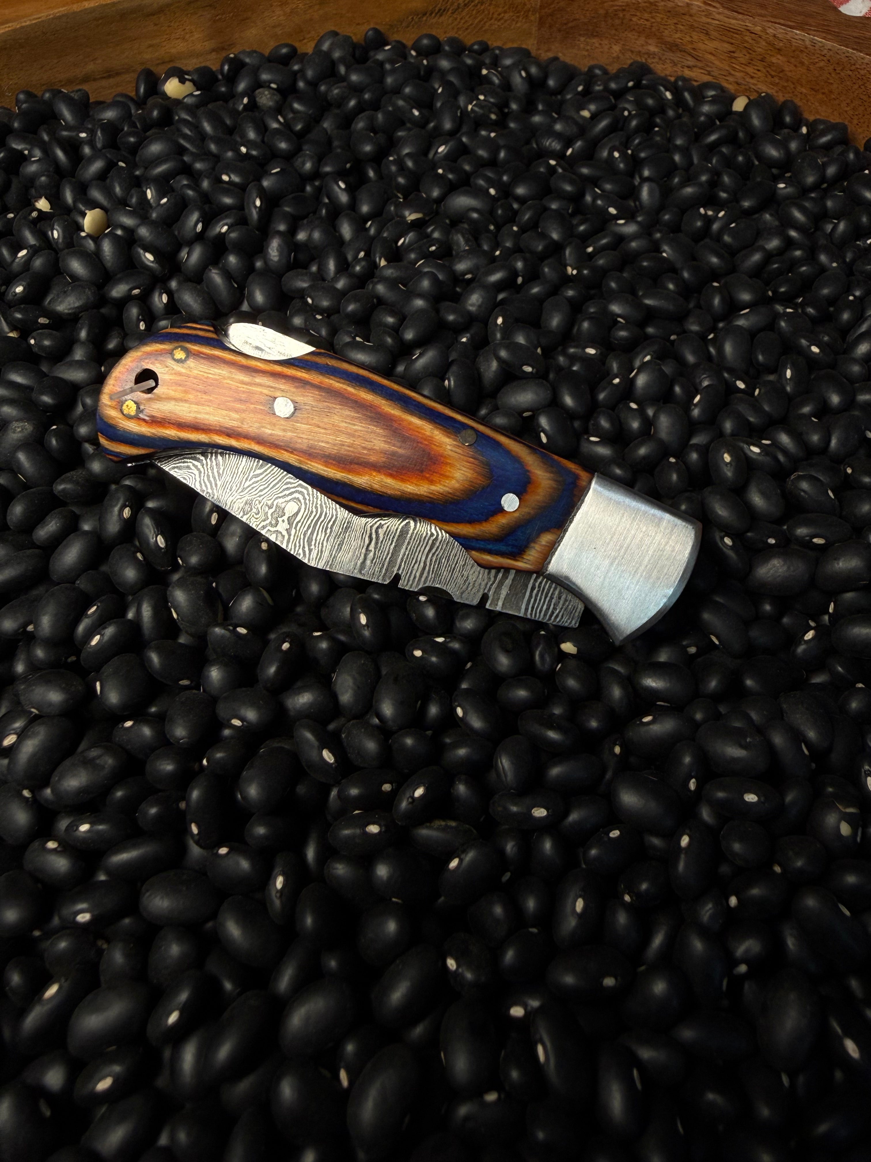 Handmade Pocket Knife- Blue & Brown