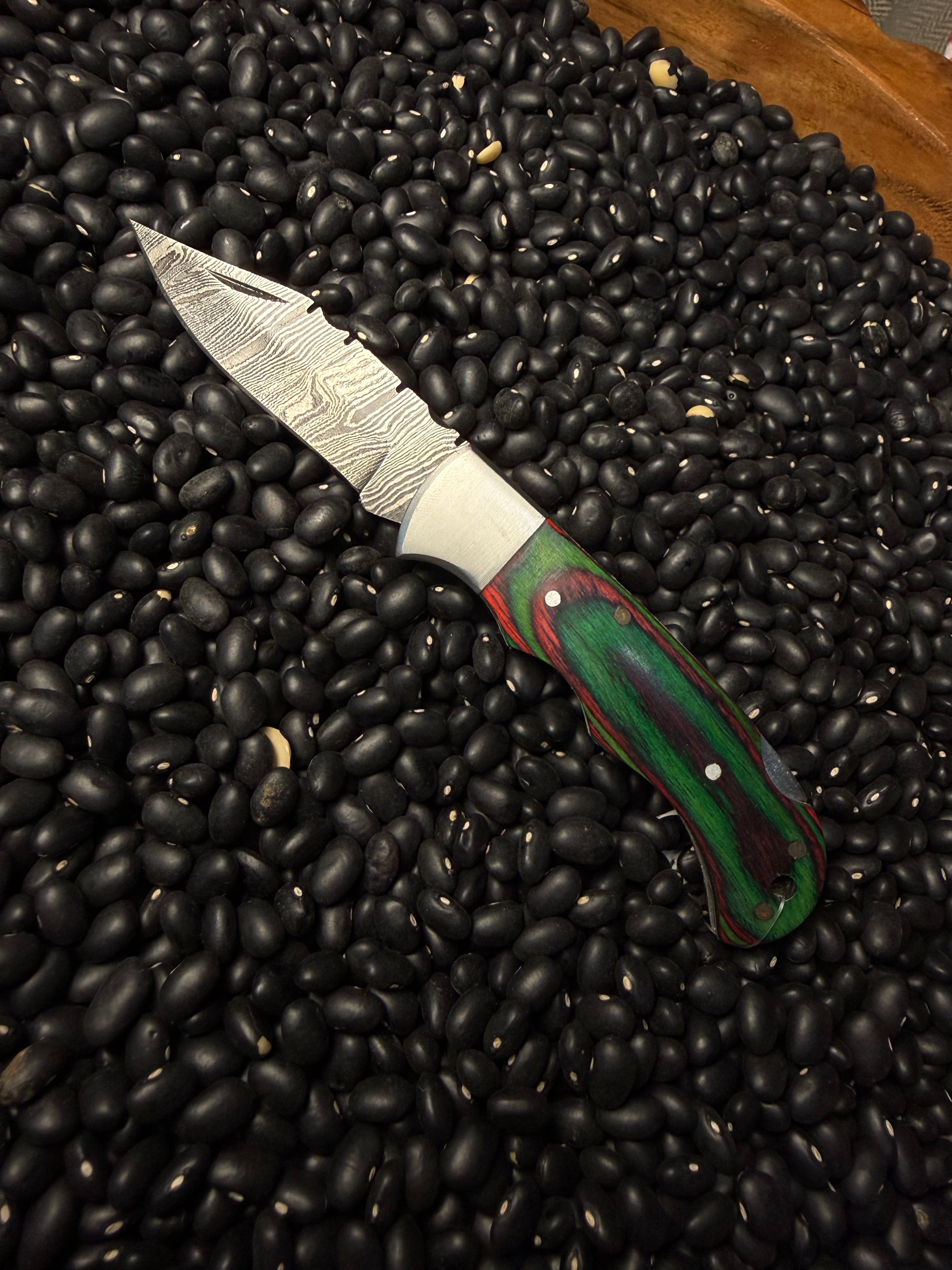 Handmade Pocket Knife- Red & Green