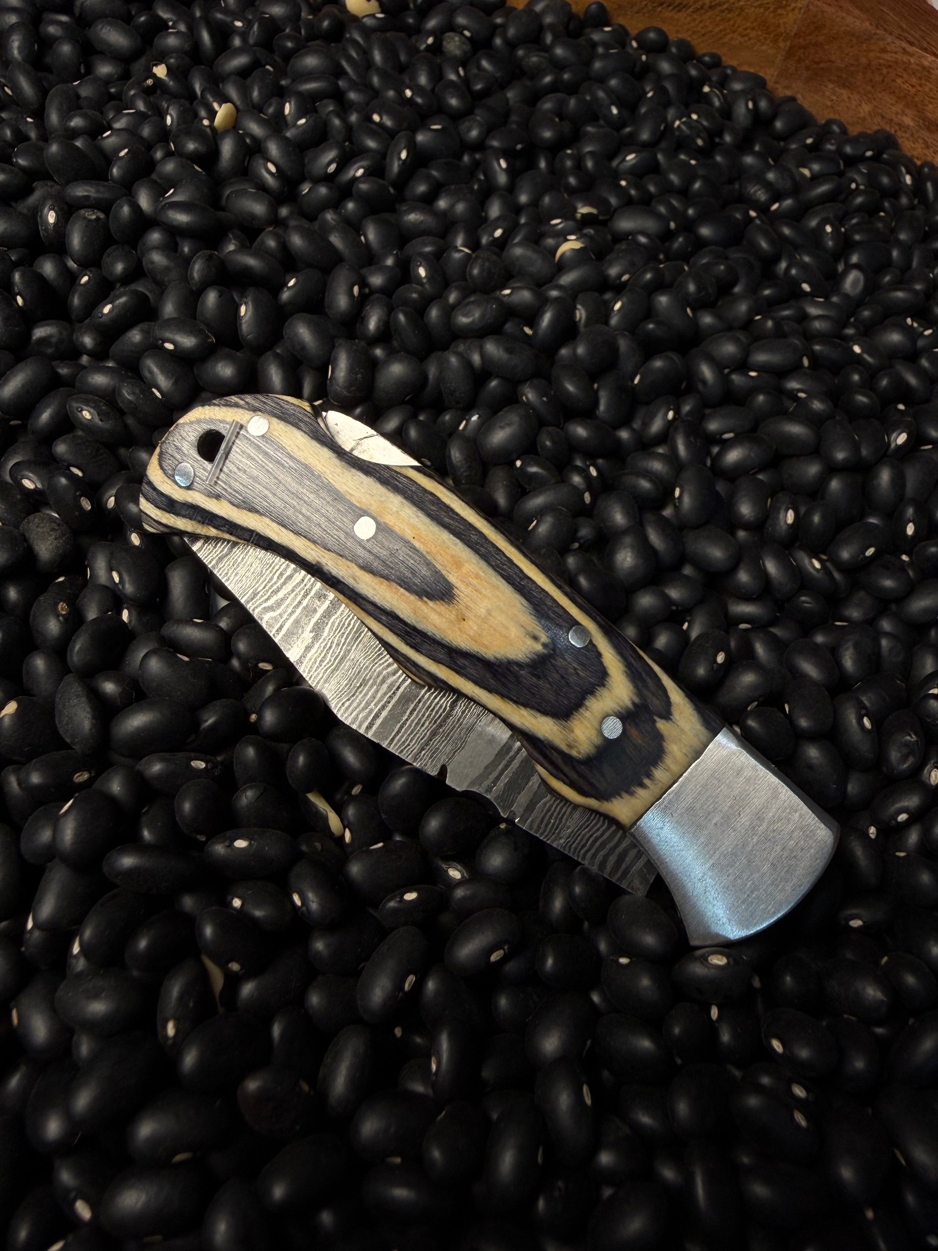 Handmade Pocket Knife- Tan & Gray
