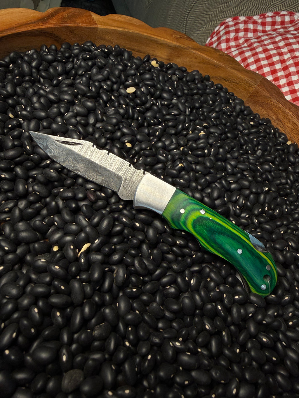 Handmade Pocket Knife- Green & Yellow