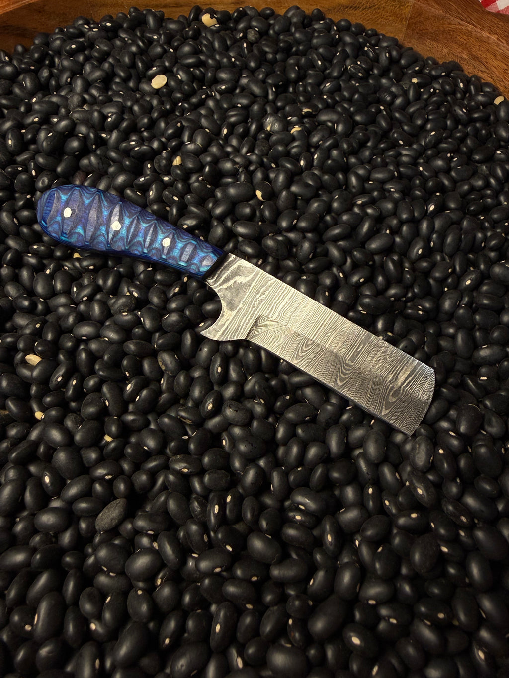 Damascus Steel Bull Cutter Knife- Royal Blue