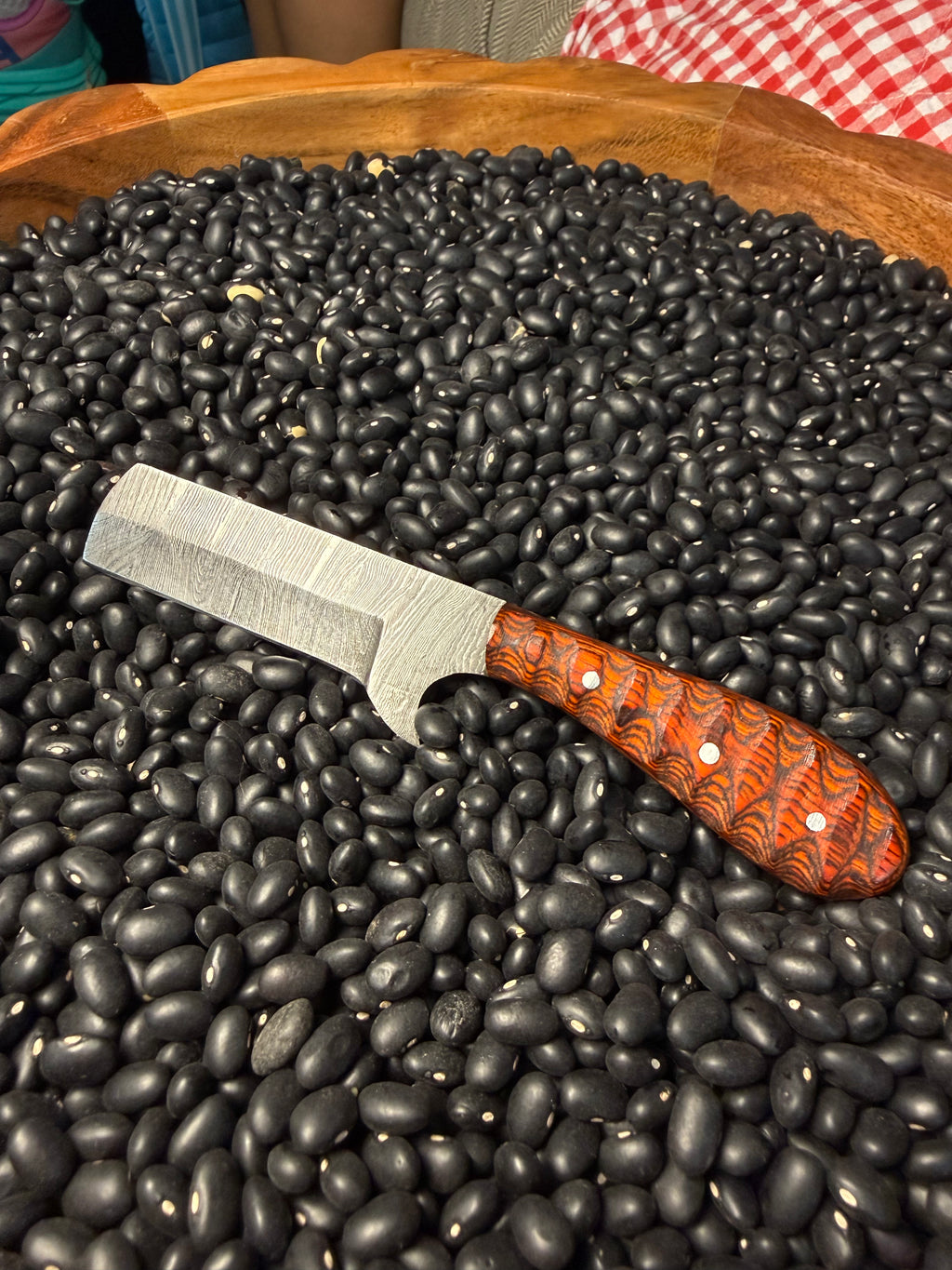 Damascus Steel Bull Cutter Knife- Orange