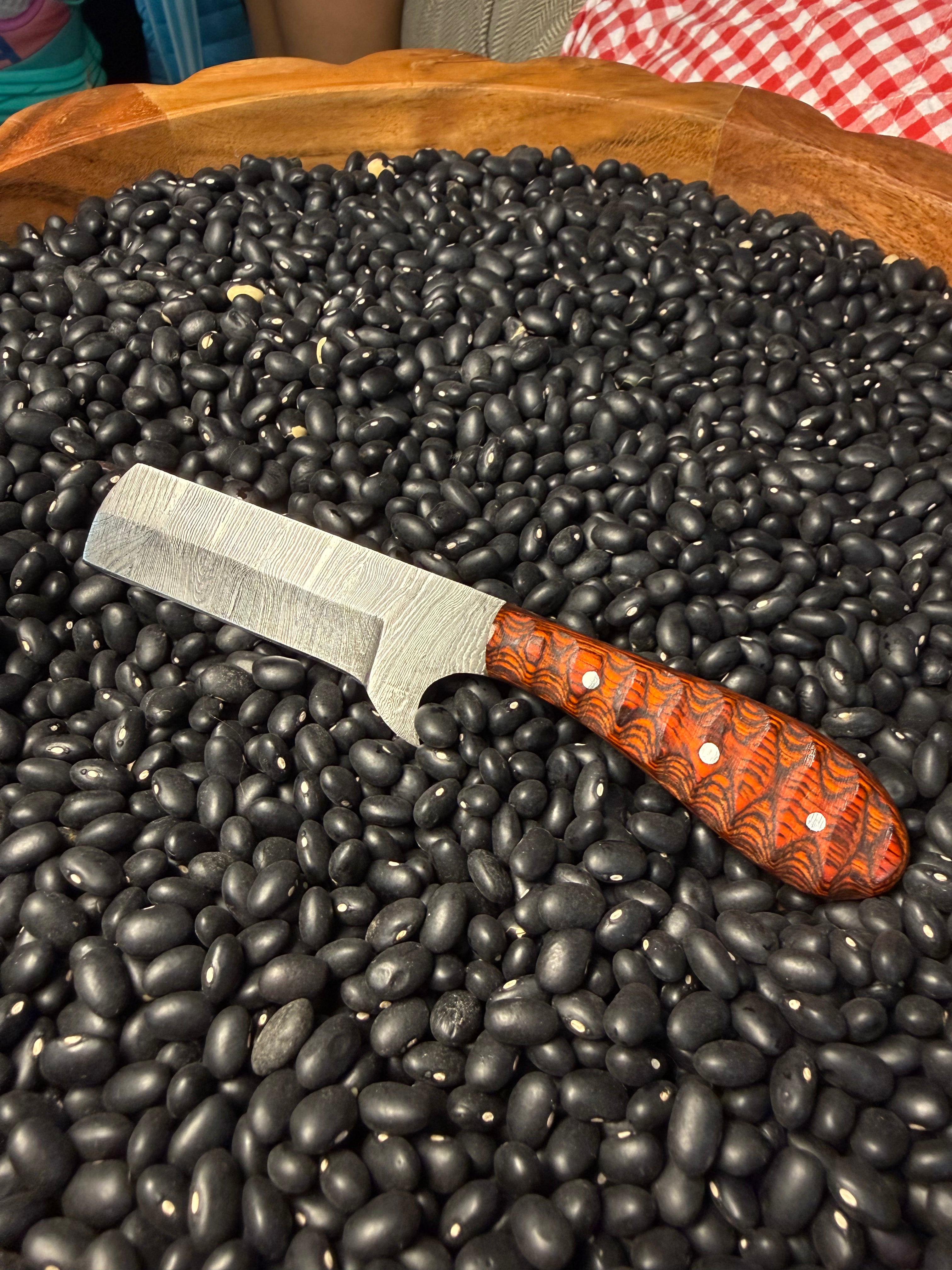 Damascus Steel Bull Cutter Knife- Orange