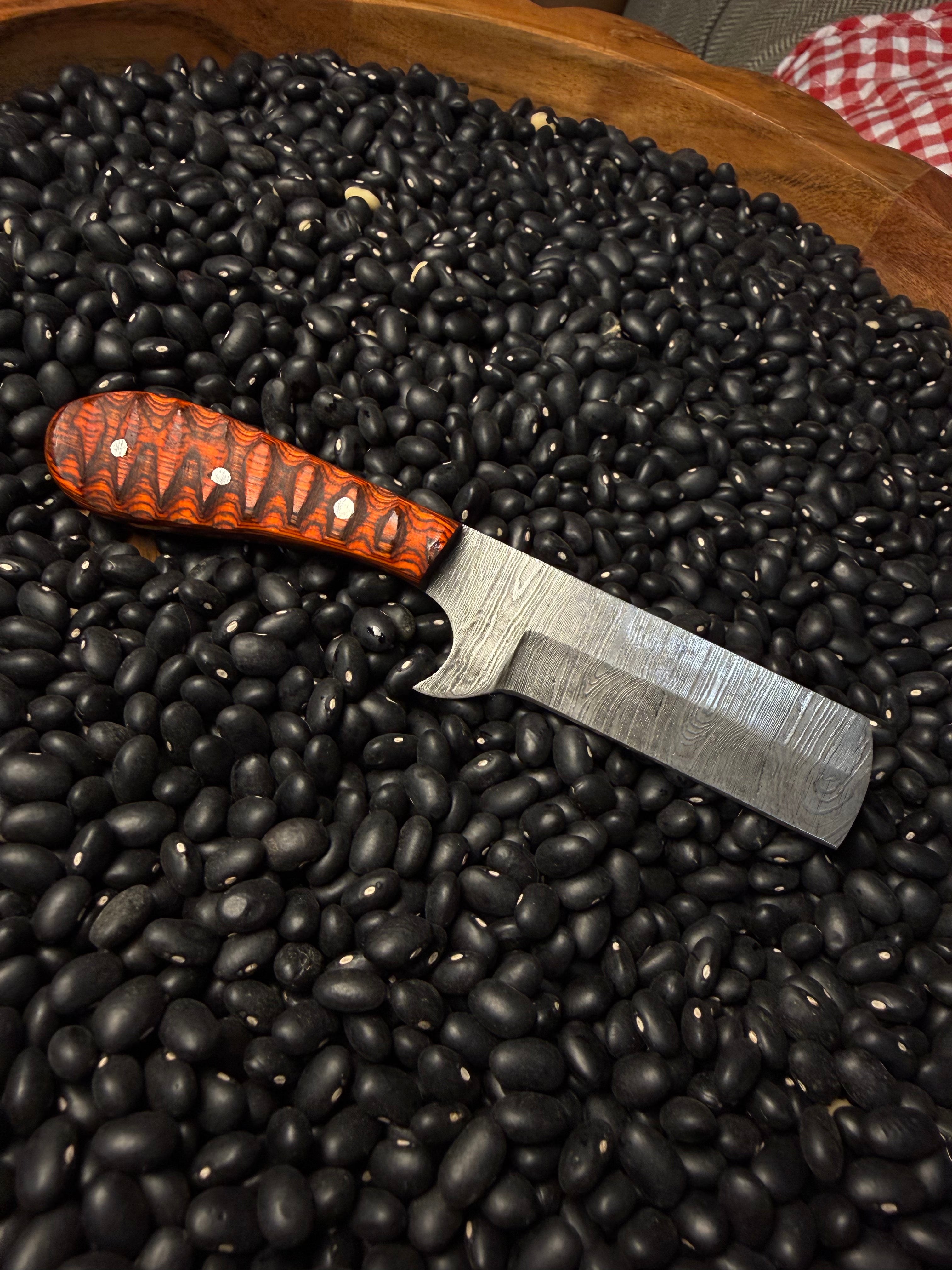 Damascus Steel Bull Cutter Knife- Orange